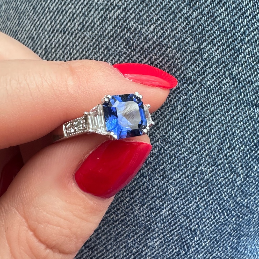 Sterling silver sapphire cz ring